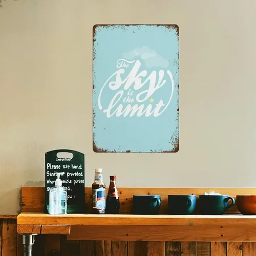 Vista 8 de Póster inspirador impreso con texto en inglés «The Sky Is The Limit» (El cielo es el límite), cartel inspirador motivacional en estilo retro