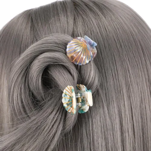 Vista 8 de Lurrose Pinzas para el pelo de concha marina: pequeños clips de mandíbula