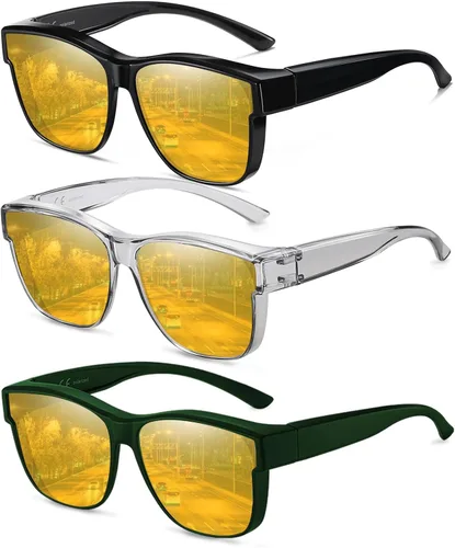 Vista 10 de Wzerry Night Vision Glasses Polarized for Men Women (Nighttime Driving Glasses Over Glasses for Driving)