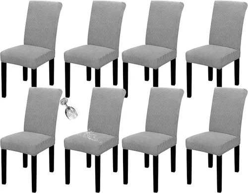 Vista 73 de Easy-Going - Juego de 2 fundas para sillas de comedor 100% impermeables, de tela Jacquard elástica, fundas protectoras removibles y lavables
