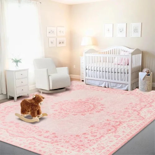 Vista 386 de Istana Alfombra larga antideslizante de 2.5 x 8 para el hogar, para pasillo y cocina, lavable, sedosa y suave al tacto, elegante, color azul y marfil