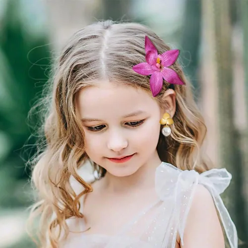 Vista 7 de Pinzas para el cabello de flores moradas aretes de perla accesorios de disfraces de Halloween disfraz de princesa accesorios de cosplay perlas