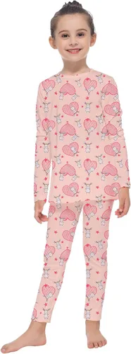 Vista 14 de MANCYFIT Conjunto de ropa interior térmica para niñas, con forro polar largo, capa base ultra suave Rosa bebé