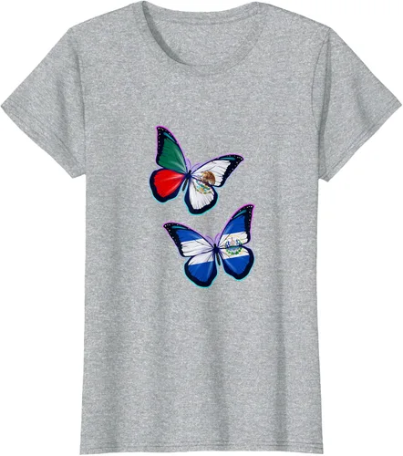 Vista 25 de Raíces biculturales de El Salvador y México. Versión mariposa Camiseta, Negro