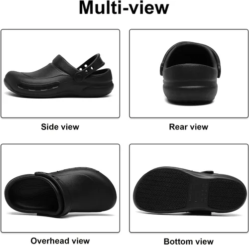 Vista 3 de Haifago Zuecos antideslizantes e impermeables para hombres, zapatos cómodos de pie todo el día, zapatos de enfermera y chef para hombres, zapatos
