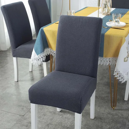 Vista 9 de Mantel rectangular de algodón y lino a prueba de polvo, lavable, resistente a las arrugas, juego de funda de silla elástica para la cocina, comedor