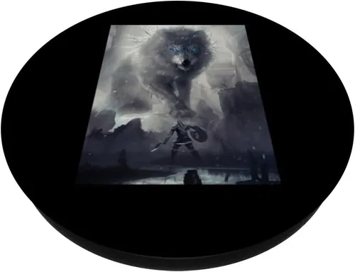 Vista 2 de Emblema vikingo Fenrir monstruoso lobo nórdico mitología PopSockets intercambiables PopGrip
