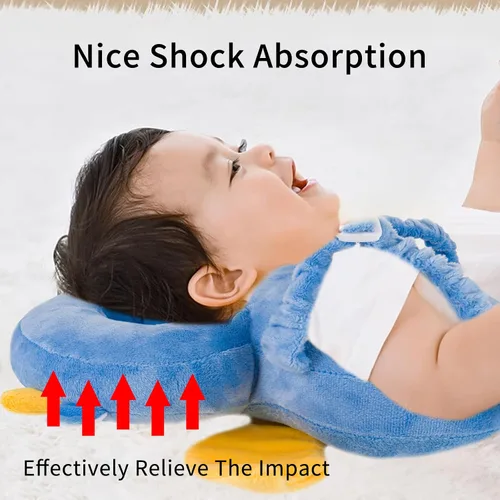 Vista 4 de Mochila Protectora de Cabeza para Bebé, Protector de Cabeza para Niños Pequeños, Mochila Protectora para Cabeza de Niños Pequeños con Acolchado Azul