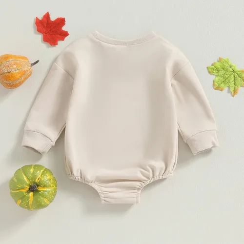 Vista 7 de Gueuusu Sudadera de Navidad para bebé niño y niña, sudadera bordada con letras de Papá Noel, mameluco de manga larga