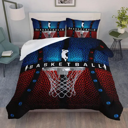 Vista 22 de AILONEN Juego de edredón de béisbol tamaño individual, juego de ropa de cama para niños, cama deportiva para niños en una bolsa, 1 juego de edredón