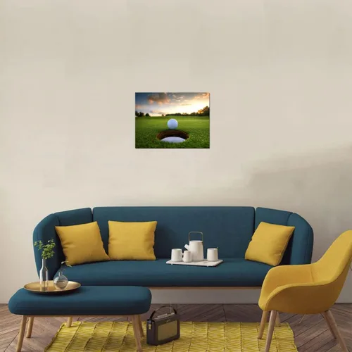 Vista 7 de Lienzo decorativo para pared, diseño de cueva para hombre, campo de golf, paisaje, puesta de sol, arte deportivo, para oficina, gimnasio, sala