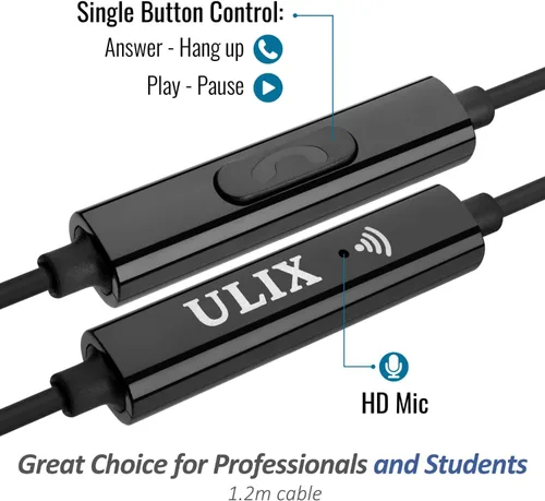 Vista 3 de UliX Rider - Auriculares intraurales con cable, auriculares con micrófono, con cable antienredos, auriculares para iPhone, iPad, Samsung