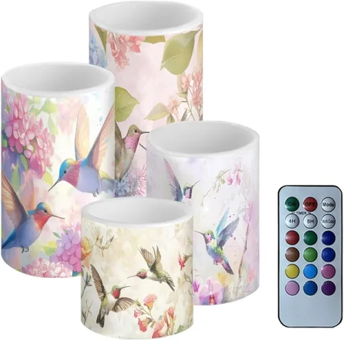 Vista 25 de Velas LED parpadeantes operadas por batería, juego de 4 con control remoto y temporizador, velas de llama danzante, velas de pilar para mesa, Playa