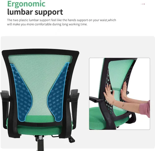 Vista 6 de Silla de oficina ergonómica silla de oficina silla de escritorio de malla con soporte de espalda media y apoyabrazos, silla de computadora giratoria