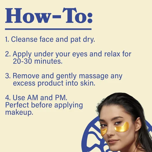 Vista 4 de LE GUSHE Parches de oro para debajo de los ojos para ojos hinchados y ojeras (20 pares) - Mascarillas de colágeno hidratantes para debajo