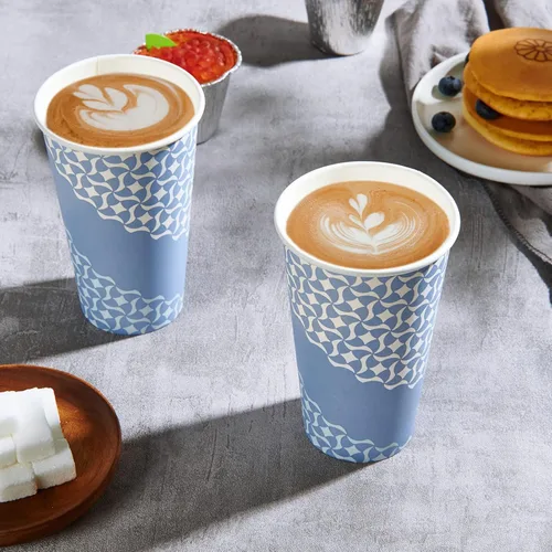 Vista 3 de MUCHII Tazas de café de papel de 16 onzas, vasos de papel desechables, 210 unidades, vasos de papel desechables para bebidas calientes, tazas