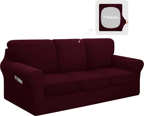 Vista 11 de Easy-Going - Funda elástica para sofá (7 piezas), tamaño XL, color negro Juego de funda de sofá lavable para 3 cojines de respaldo y asiento