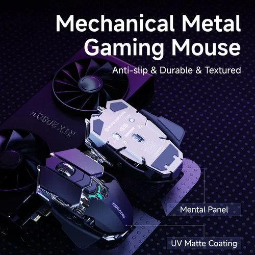 Vista 8 de EWEADN G5 - Mouse inalámbrico para juegos, 12800 DPI RGB ajustable con 6 modos retroiluminados, llave de fuego rápido, 9 botones macro programables