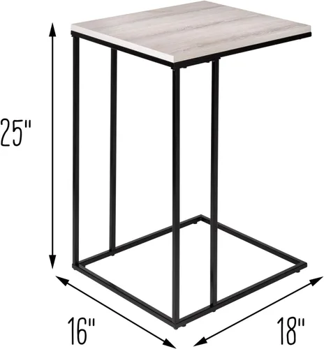 Vista 3 de Honey-Can-Do Mesa auxiliar cuadrada C, natural TBL-09252 negro