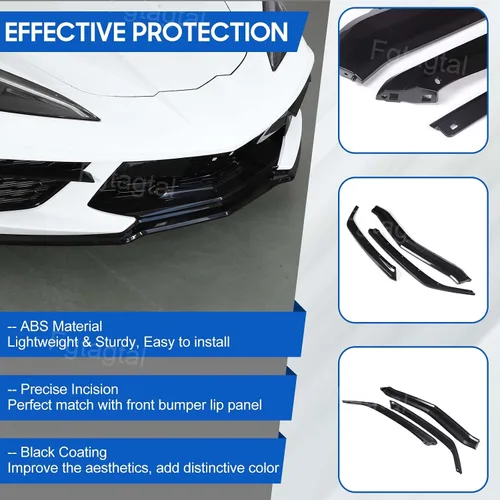 Vista 4 de Kit de repuesto para parachoques delantero compatible con Chevrolet Corvette C8 2020-2026, parachoques delantero ABS, accesorios de decoración