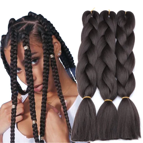 Vista 8 de Extensiones de cabello de trenzas jumbo, 3 unidades, color negro puro, 24 pulgadas, 3.53 oz/unidad para trenzado de caja torcida (1B negro)