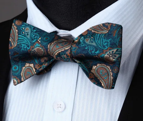 Vista 105 de HISDERN Pajaritas para hombre, corbatín de cachemira para hombre, corbata de lazo y bolsillo cuadrado, juego formal de esmoquin para boda