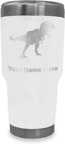 Vista 17 de LaserGram Vaso aislado al vacío de 20 onzas, dinosaurio Tiranosaurio Rex, grabado personalizado incluido (negro)