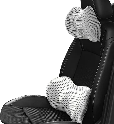 Vista 10 de Almohada de apoyo lumbar y almohada para el cuello del automóvil, almohada lumbar de espuma viscoelástica para aliviar el dolor de espalda baja