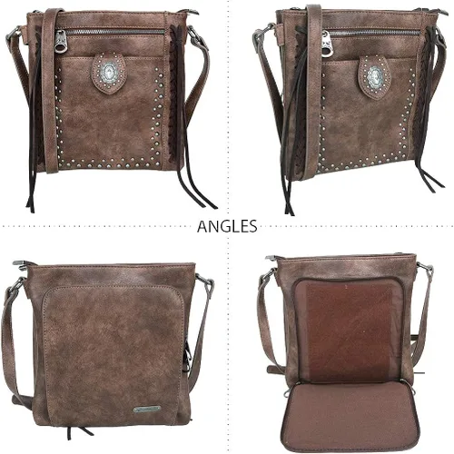 Vista 5 de Colección de bolsas cruzadas de cuero bolsa de transporte oculta para mujer bolsa de hombro occidental