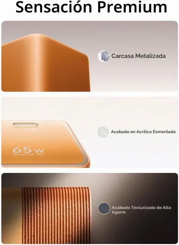 Vista 8 de UGREEN Nexode Air - Bloque de carga USB C GaN de 65 W con cable de 3.3 pies Naranja