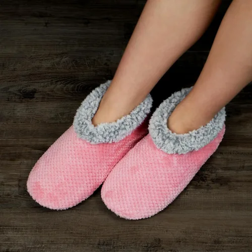 Vista 4 de Soft Fuzzy Slippers for Women Indoor, Warm Furry House Sock Shoes Fluffy Lined, Bedroom Booties Non-Slip Gripper Soles, Winter Cozy Christmas Gifts