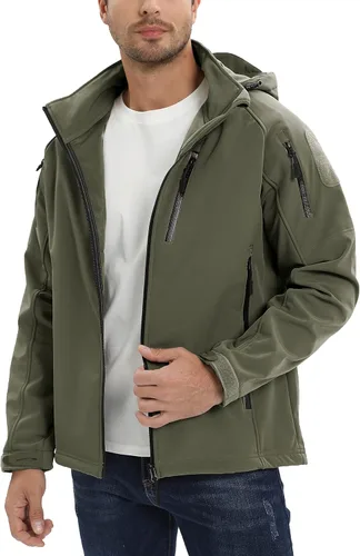 Vista 4 de TACVASEN Special Ops - Chaqueta táctica para hombre, resistente al agua, softshell y desmontable, con capucha