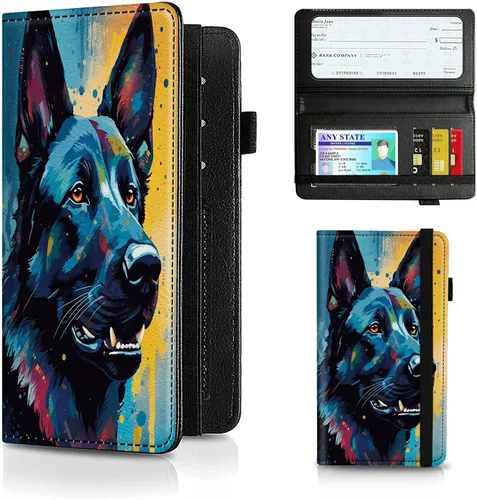 Vista 116 de Funda para chequera para hombres y mujeres, cartera de cuero RFID con ranuras para tarjetas de crédito, soporte de cheques duplicados personales