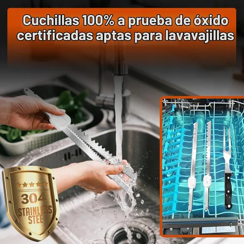Vista 4 de Cuchillo eléctrico con cable, cuchillas dentadas de acero Blanco