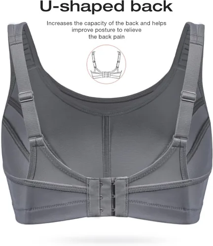 Vista 6 de Wingslove Sujetadores deportivos para mujer, de alto impacto, ajustable, sin varillas, talla grande, para entrenamiento, correr, talla grande