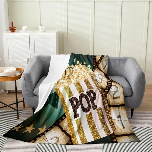 Vista 36 de Feelyou Manta de felpa para cine, manta de franela con patrón de palomitas de maíz para niños, niñas, adolescentes, póster de cine para todas