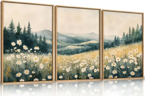 Vista 29 de Arte de Pared de Lienzo Enmarcado con Grandes Pinceladas Abstractas, Decoración de Pared Azul Marino Neutro, Pintura de Pared Moderna en Tonos