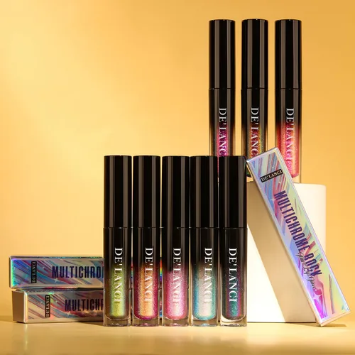 Vista 7 de Lápiz labial Chameleon color azul y verde, brillo de labios metálico brillante para mujeres y niñas, regalo de maquillaje de labios, hidratante