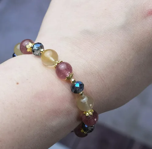 Vista 154 de Precious Gemstone Natural Crystal Healing Bracelet, Rutilated Quartz, Moonstone, Quartz Handmade Original Design Bracelet