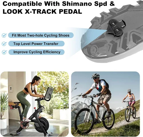 Vista 4 de NAACOO Tacos de bicicleta compatibles con pedales Shimano SPD y Look X-Track para zapatos de ciclismo de interior, ciclismo de montaña al aire SH -51