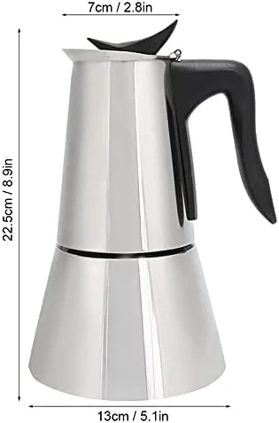 Vista 3 de RSSK - Cafetera eléctrica para café italiano, 6 tazas, cafetera eléctrica de acero inoxidable clásico