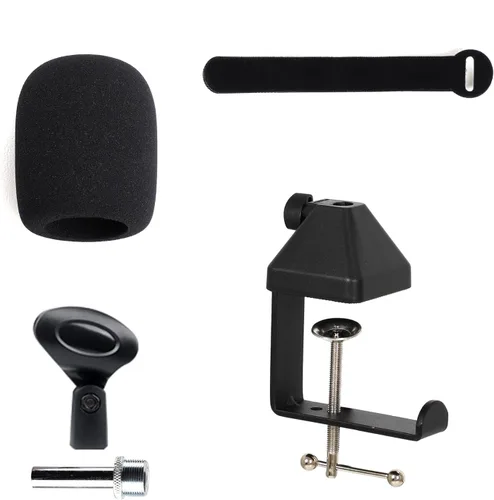 Vista 2 de Brazo de brazo de brazo de micrófono de suspensión resistente Tijera soporte de micrófono Shock Mount & Pop Filter, Adjustable Desk Clamp, Blue