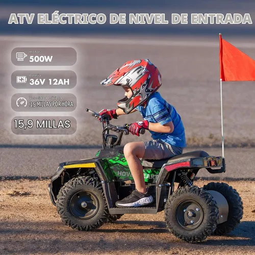 Vista 5 de Hover Heart ATV eléctrico, 36V eléctrico 4 ruedas para niños, verde Verde flúor