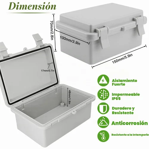 Vista 3 de Sunnyglade Caja de conexiones impermeable IP65 plástica a prueba de polvo