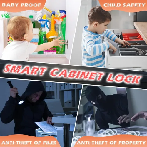Vista 4 de Eseesmart Cerradura inteligente para gabinete, cerradura magnética electrónica digital RFID sin llave Bluetooth seguridad para niños, cerraduras