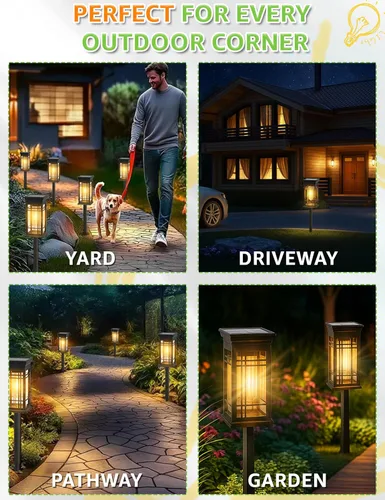 Vista 9 de Luces solares para caminos al aire libre para patio, césped, pasarela