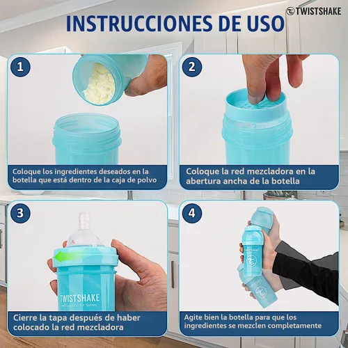 Vista 5 de Twistshake Biberones anticólicos – Biberones prémium de 8.8 fl oz/8 onzas con recipiente de almacenamiento de leche de 3.4 fl oz para una