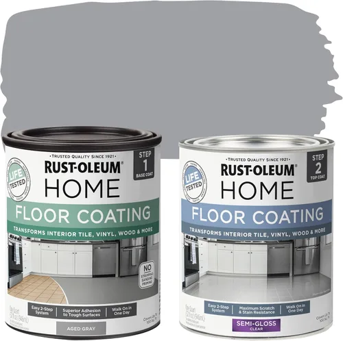 Vista 13 de Rust-Oleum 367592 - Kit de revestimiento de suelo para interiores del hogar, gris envejecido mate
