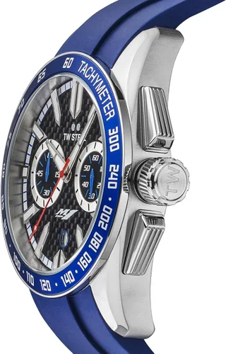 Vista 3 de TW Steel Yamaha Factory Racing Unisex Quartz Watch with Black Dial Chronograph Display and Black Rubber Strap