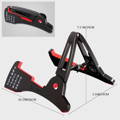 Vista 3 de Soporte universal plegable para guitarra con marco en A, antideslizante, soporte fuerte para guitarra acústica eléctrica, bajo, ukelele, viaje